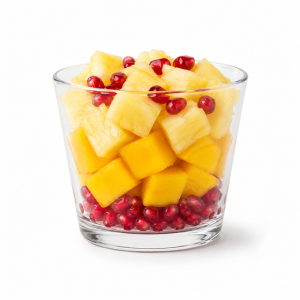 Salade de fruits ananas, mangue et grenade